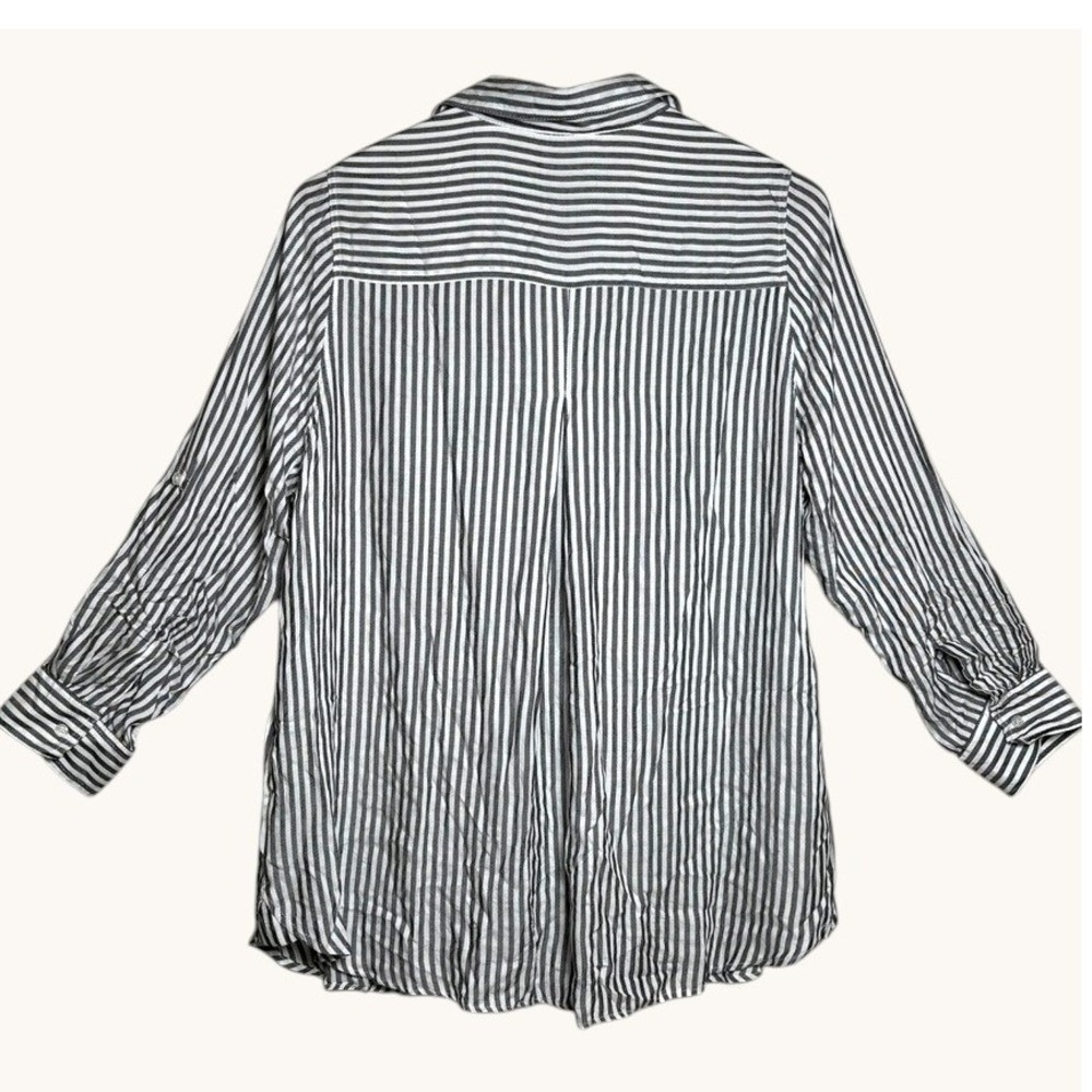 VelvetHeart 1X Stripe Button Shirt Black White 1X Classic Preppy Casual Relaxed - Picture 7 of 13